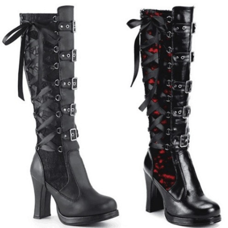 Sewing Cloth - Punk Gothic Style Women's Knee High