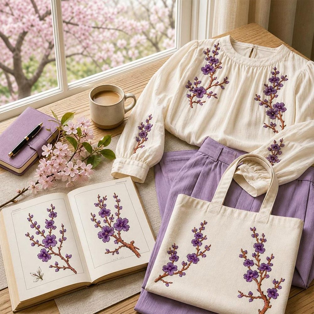 Sewing Textiles - DIY Cherry Blossom Iron On Patches