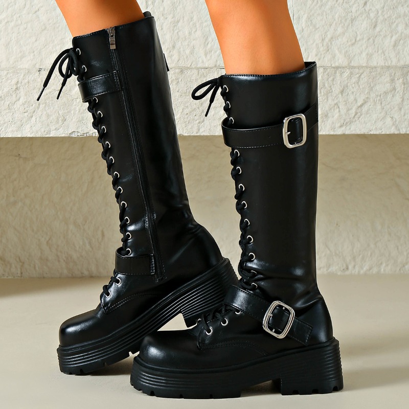 Platform Chunky Sole Women Kne - Sewing Cloth 评论和价格