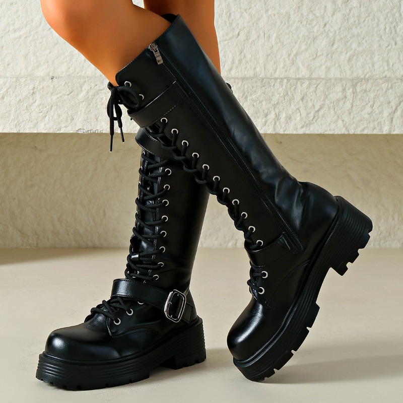 Platform Chunky Sole Women Kne - Sewing Cloth 评论和价格