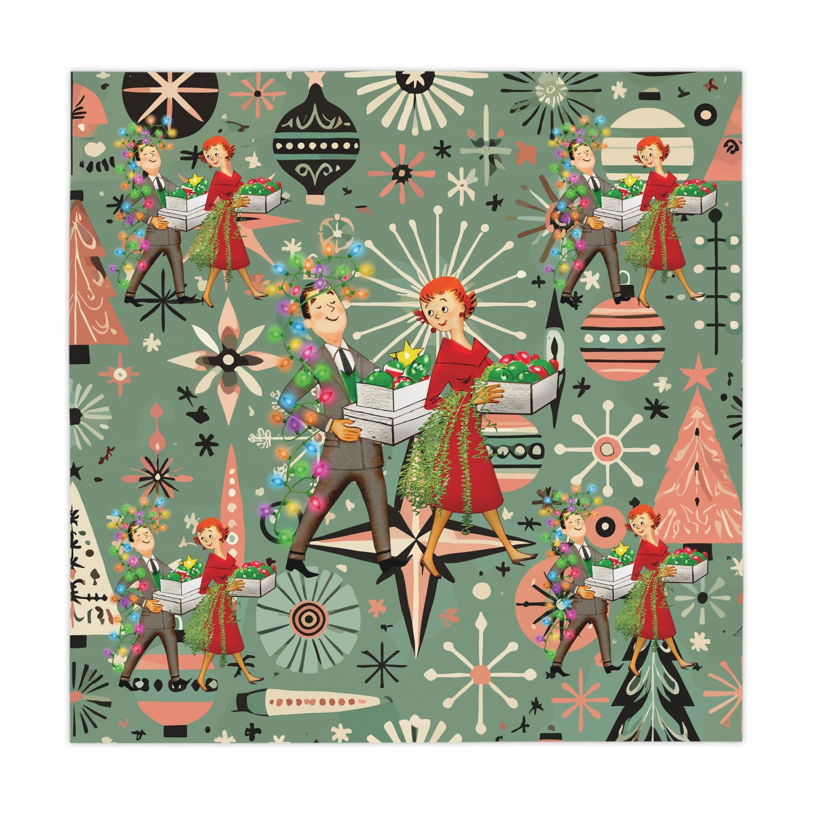 Retro 1950s Kitsch Christmas S - Century Textile & Sewing Supply By Owner 评论和价格