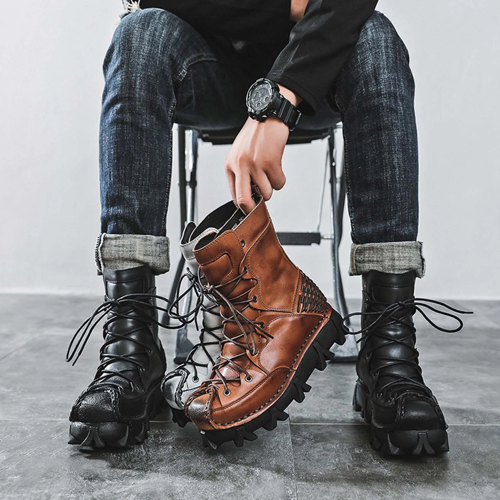Fashion Genuine Leather Motorc - Sewing Knit 评论和价格
