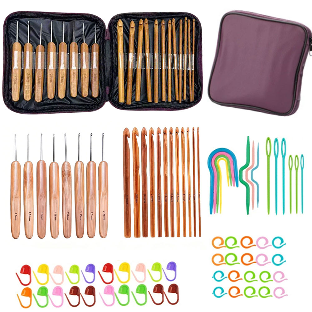 74pcs Bamboo Crochet Hooks Set - Sewing Knit 评论和价格