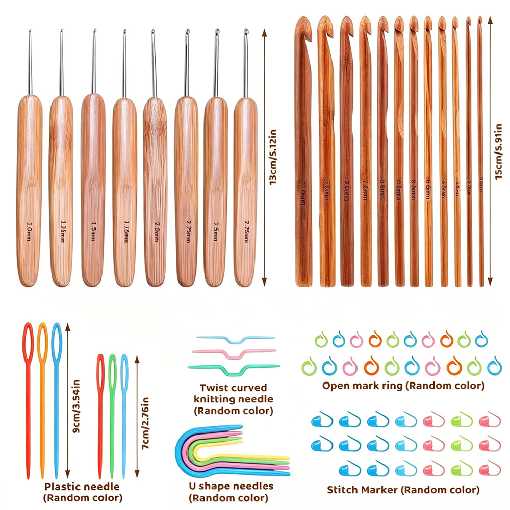 74pcs Bamboo Crochet Hooks Set - Sewing Knit 评论和价格