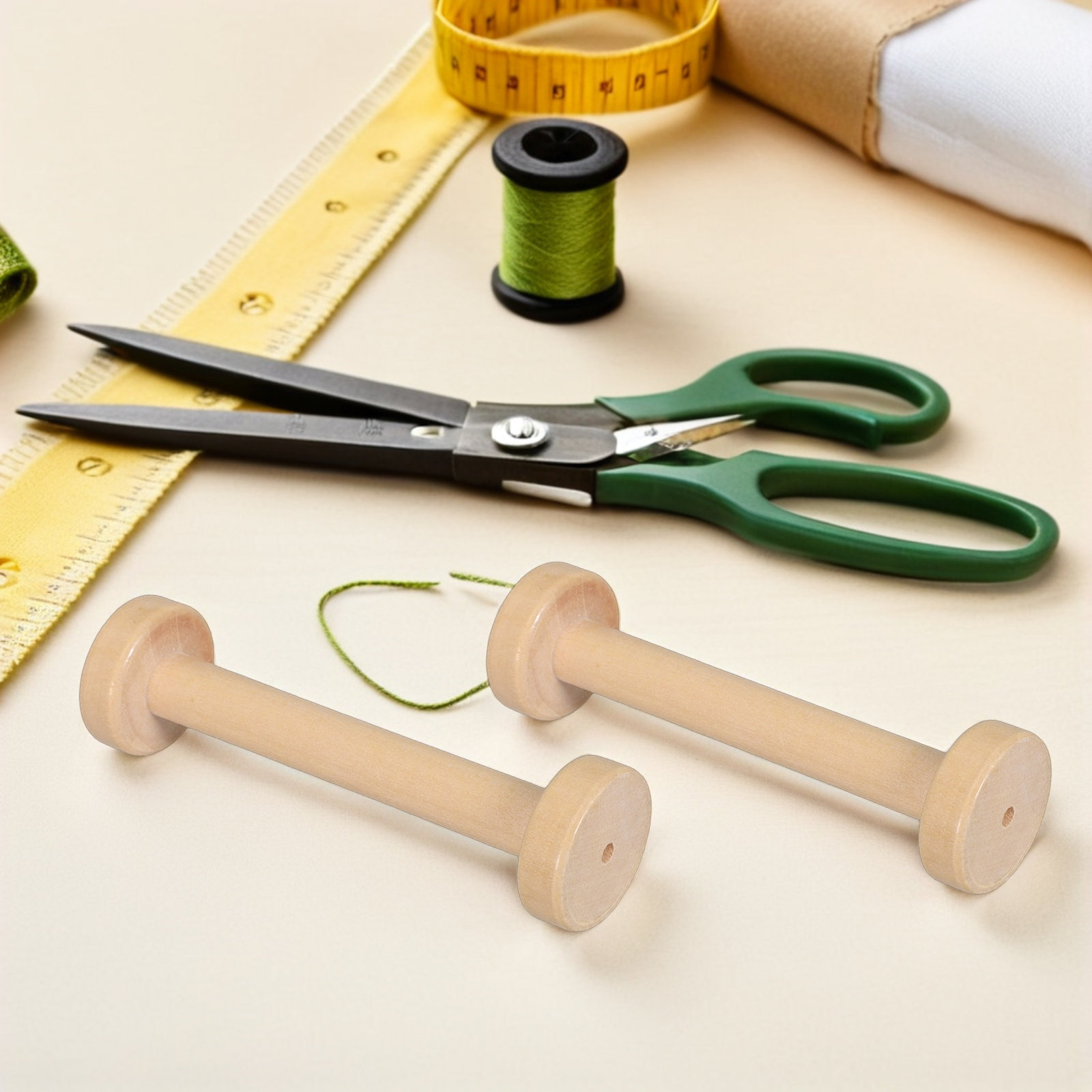 5Pcs Wooden Spools Natural Vin - Vintage Sewing Textile 评论和价格