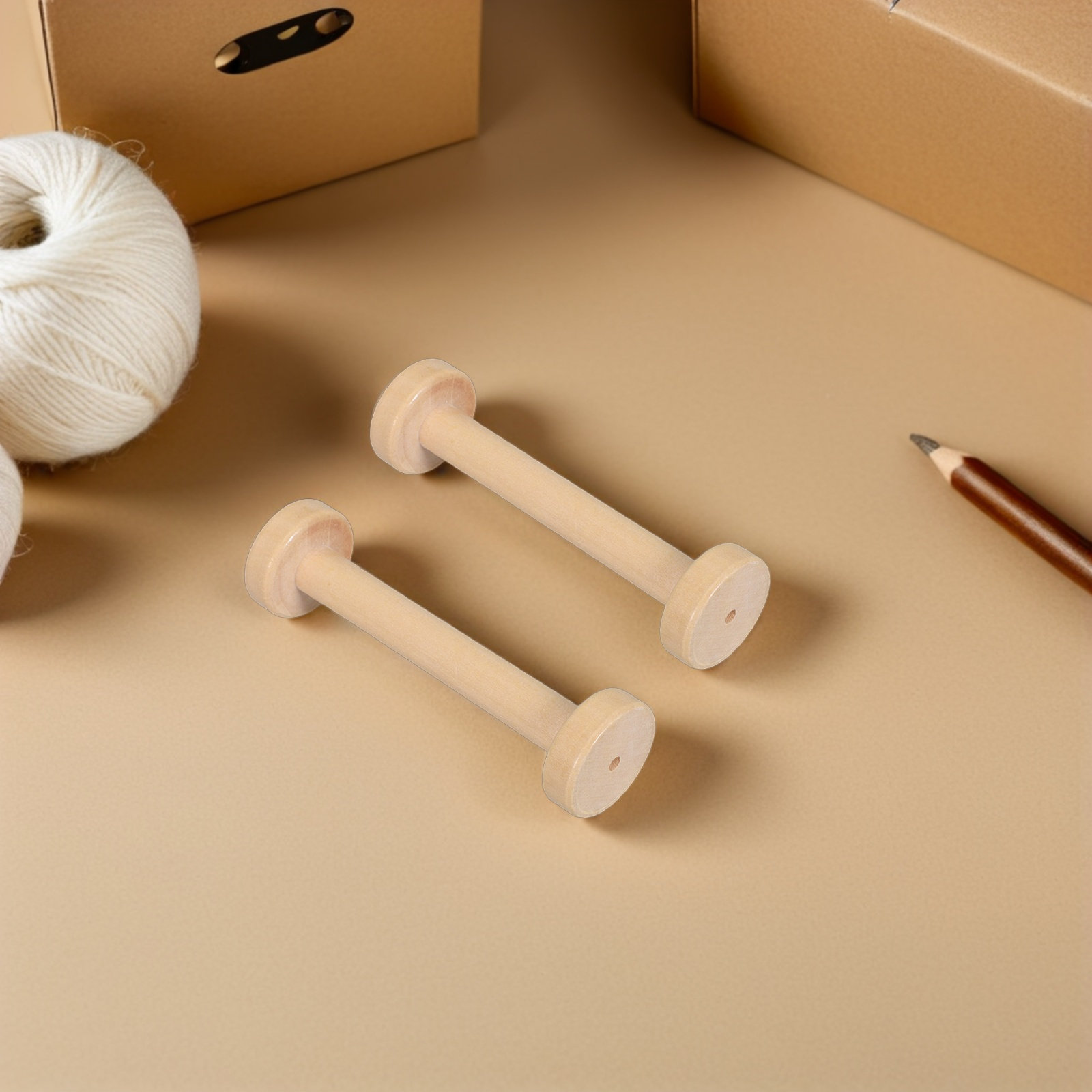 5Pcs Wooden Spools Natural Vin - Vintage Sewing Textile 评论和价格