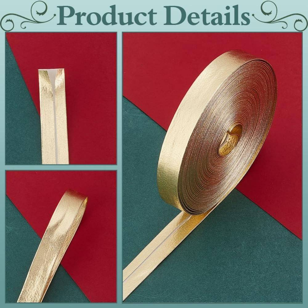 9.8 Yards Gold Leather Trim Fo - Binding Tape Bias 评论和价格