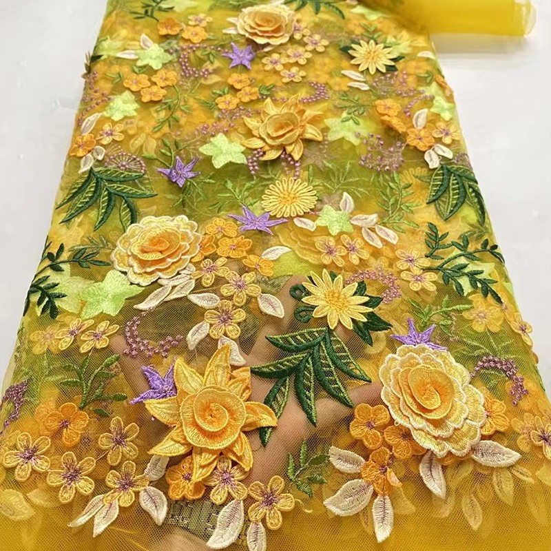 90x130cm 3D Floral Embroidered - Sewing Textiles 评论和价格