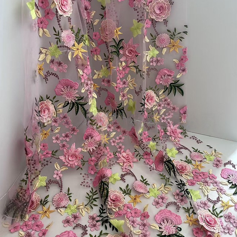 90x130cm 3D Floral Embroidered - Sewing Textiles 评论和价格