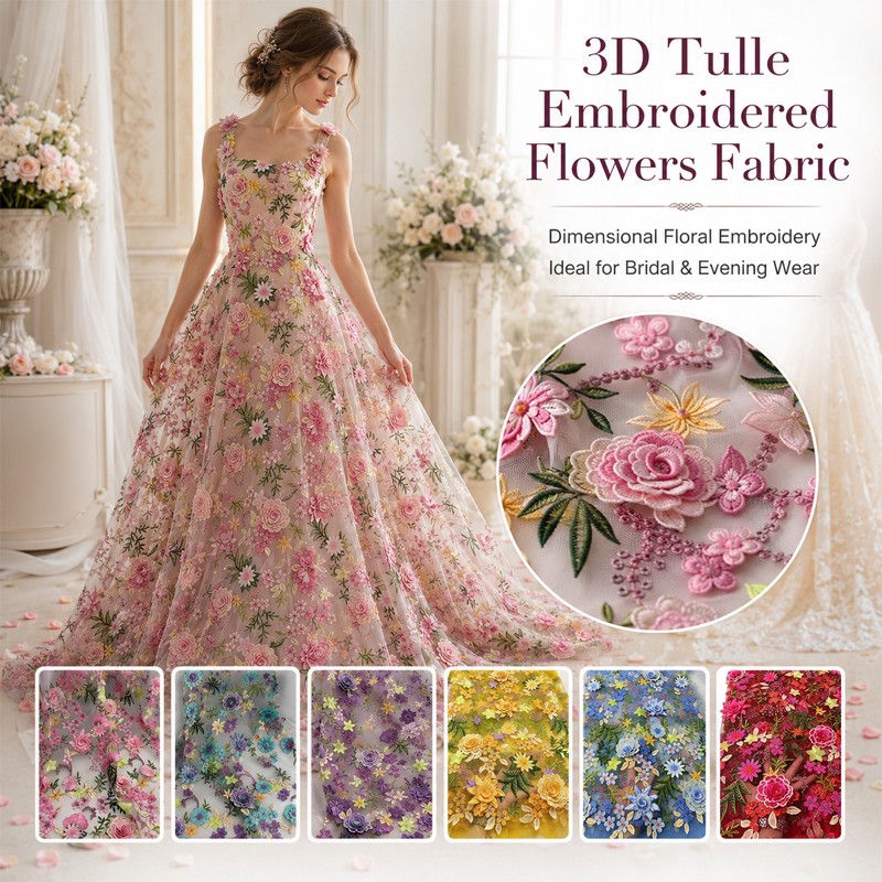 90x130cm 3D Floral Embroidered - Sewing Textiles 评论和价格