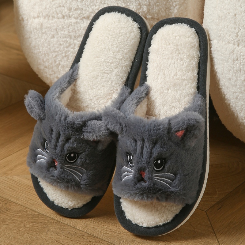 Cute Cat Plush Flip Flops For  - Sewing Cloth 评论和价格