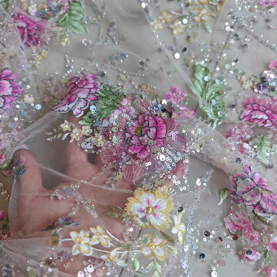 1M 120Cm Wide Luxury Beaded La - Sewing Textiles 评论和价格