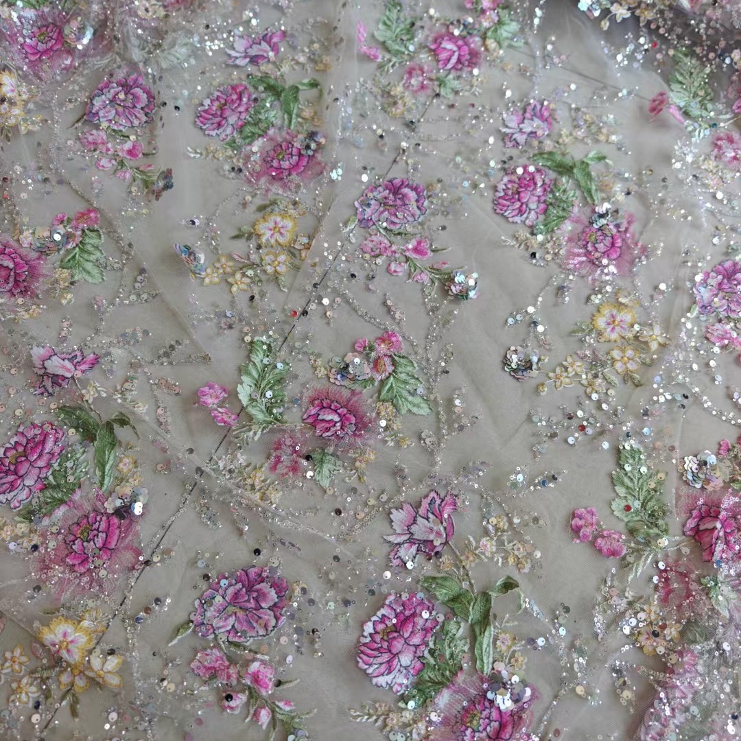 1M 120Cm Wide Luxury Beaded La - Sewing Textiles 评论和价格