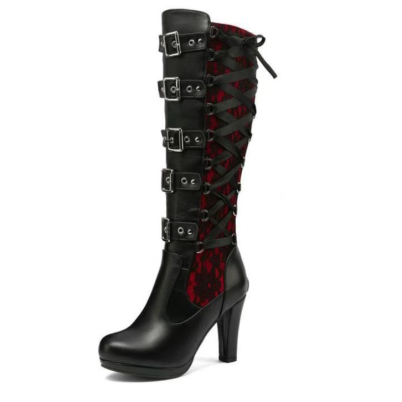 Punk Gothic Style Women's Knee - Sewing Cloth 评论和价格