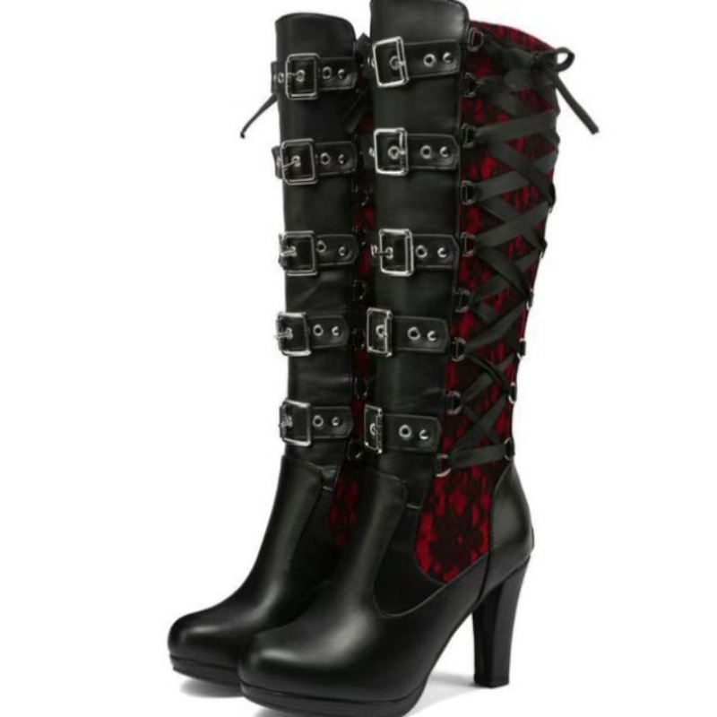 Punk Gothic Style Women's Knee - Sewing Cloth 评论和价格