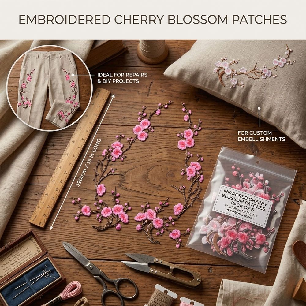 DIY Cherry Blossom Iron On Pat - Sewing Textiles 评论和价格