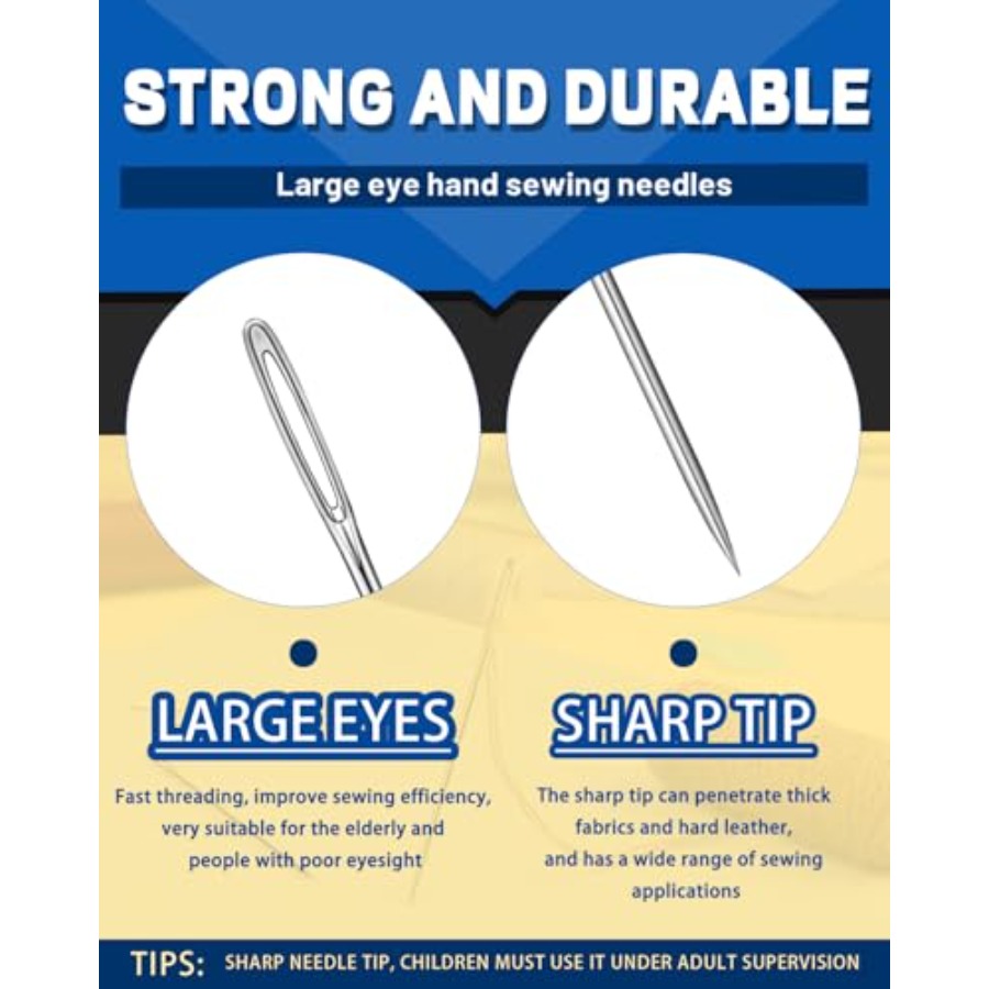 Large Eye Sewing Needles, 7 Si - Sewing Repair 评论和价格