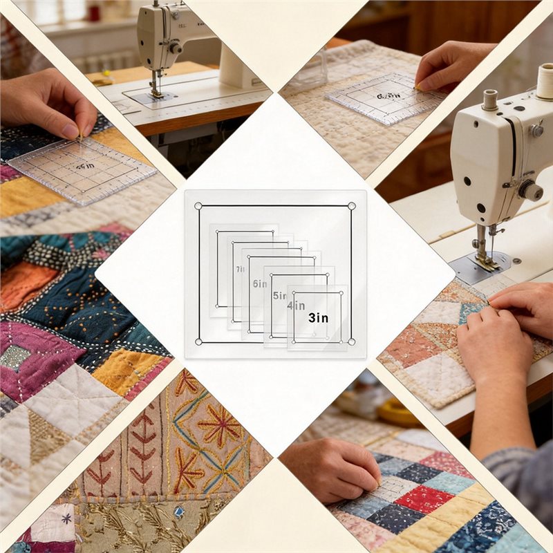 8 Pcs Clear Acrylic Square Qui - Quilting Ruler Square 评论和价格